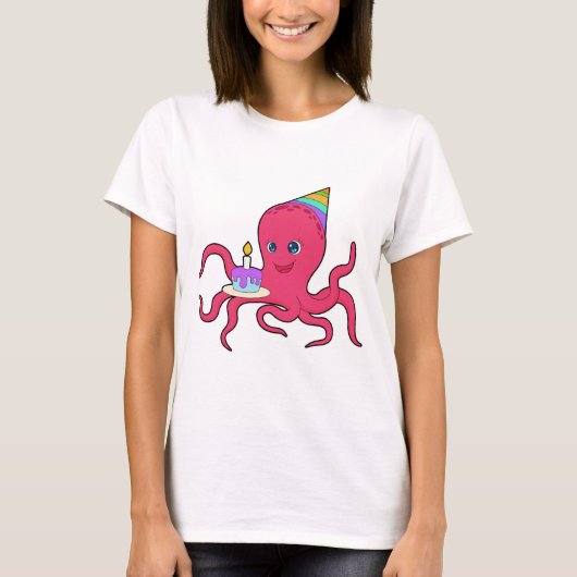 Octopus Verjaardagstaart T-shirt (Voorkant)