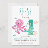 Octopus vierde verjaardag uitnodiging (Voorkant)