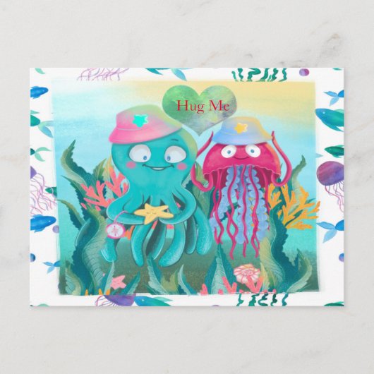 octopus voor Valentijn Briefkaart (Voorkant)