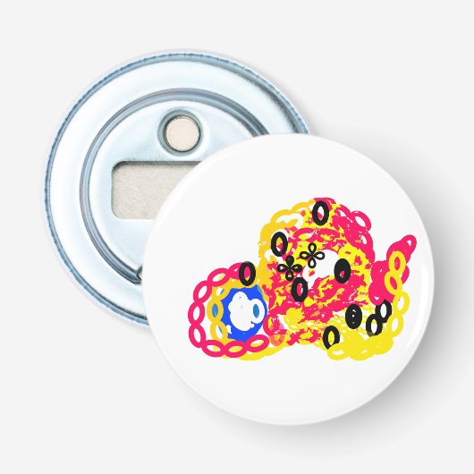 Octopus vreugde zomer spelen button flesopener (Voorkant)