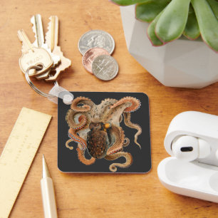 Octopus Vulgaris, Vintage Mariene Levensdieren Sleutelhanger
