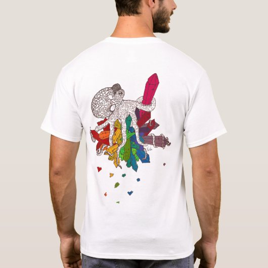 Octopus w/ Crystals back & fish front T-Shirt (Achterkant)