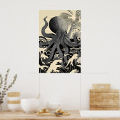 Octopus Wandkunst Afdruk, Zee golven Poster (Keuken)
