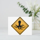 Octopus Warning Sign. Briefkaart (Staand voorkant)