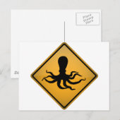 Octopus Warning Sign. Briefkaart (Voorkant / Achterkant)