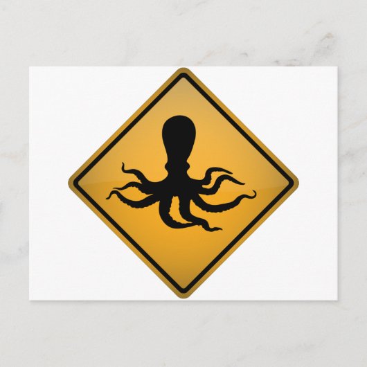 Octopus Warning Sign. Briefkaart (Voorkant)