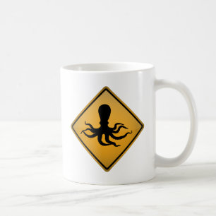 Octopus Warning Sign. Koffiemok