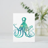 Octopus Waterverf Briefkaart (Staand voorkant)