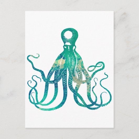 Octopus Waterverf Briefkaart (Voorkant)