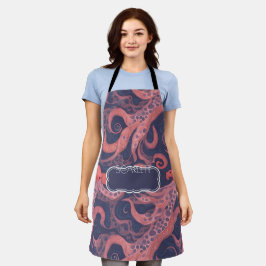 Octopus Waterverf Kleurrijk Gepersonaliseerd Patro Schort