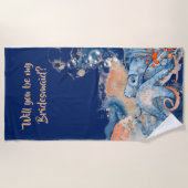 Octopus waterverf marine sinaasappel is mijn bruid strandlaken (Voorkant)