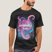 octopus waterverf oceaan roze blauw t-shirt (Voorkant)