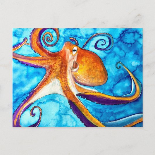 Octopus waterverf onder zee kunst briefkaart (Voorkant)
