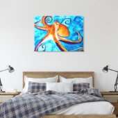Octopus waterverf onder zee kunst canvas afdruk (Insitu (Slaapkamer))