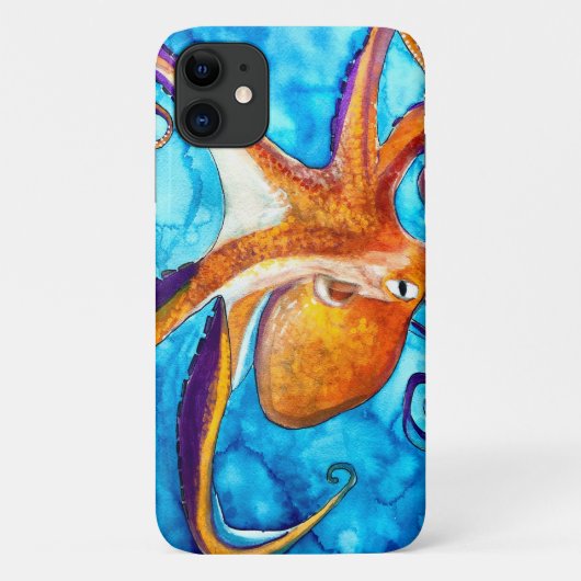 Octopus waterverf onder zee kunst Case-Mate iPhone case (Achterkant)