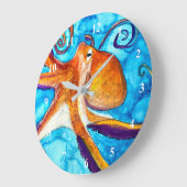 Octopus waterverf onder zee kunst grote klok (Hoek)