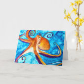 Octopus waterverf onder zee kunst kaart (Gele Bloem)