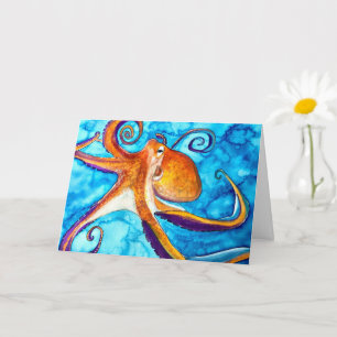 Octopus waterverf onder zee kunst kaart