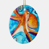 Octopus waterverf onder zee kunst keramisch ornament (Rechts)