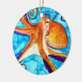 Octopus waterverf onder zee kunst keramisch ornament (Links)
