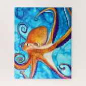 Octopus waterverf onder zee kunst legpuzzel (Verticaal)