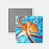 Octopus waterverf onder zee kunst magneet (Voorkant / Achterkant)