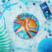 Octopus waterverf onder zee kunst papieren bordje (Feest)