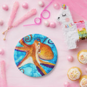 Octopus waterverf onder zee kunst papieren bordje (Feest)