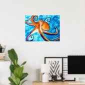 Octopus waterverf onder zee kunst poster (Thuiskantoor)