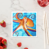 Octopus waterverf onder zee kunst servet (Insitu)