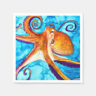 Octopus waterverf onder zee kunst servet