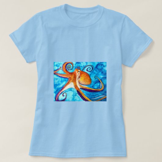 Octopus waterverf onder zee kunst t-shirt (Design voorkant)
