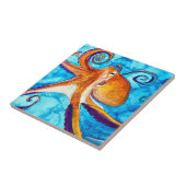 Octopus waterverf onder zee kunst tegeltje (Zijkant)