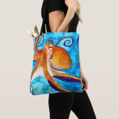 Octopus waterverf onder zee kunst tote bag (Dichtbij)