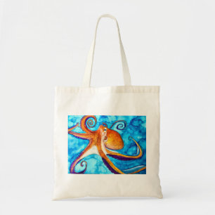 Octopus waterverf onder zee kunst tote bag