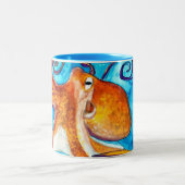 Octopus waterverf onder zee kunst tweekleurige koffiemok (Center)