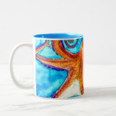 Octopus waterverf onder zee kunst tweekleurige koffiemok (Links)