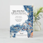 Octopus waterverf strand bruiloft zee leven kust kaart (Staand voorkant)