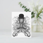 Octopus Wearing Bowler Pet, , Octopus Art Briefkaart (Staand voorkant)