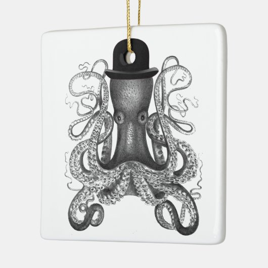 Octopus Wearing Bowler Pet, , Octopus Art Keramisch Ornament (Links)