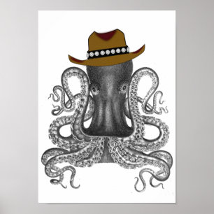 Octopus Wearing Stetson Pet, , Cowboy Pet Poster