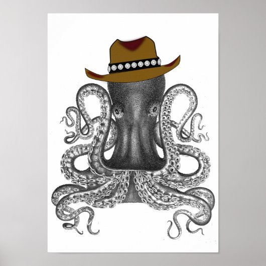 Octopus Wearing Stetson Pet, , Cowboy Pet Poster (Voorkant)