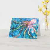 Octopus Wenskaart Kaart (Gele Bloem)