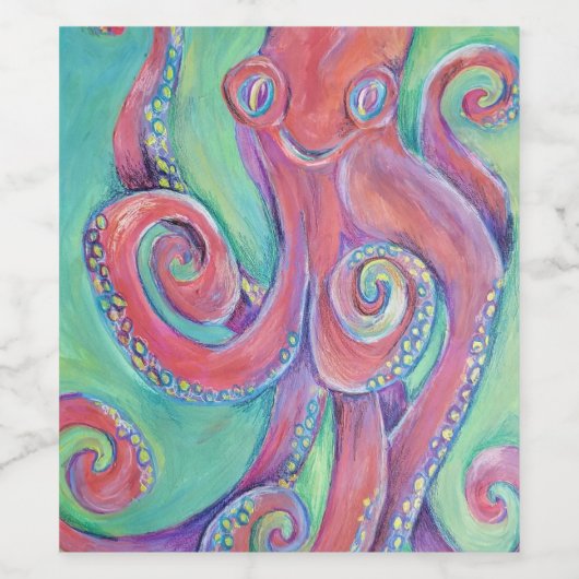 Octopus wijnlabel wijn etiket (Enkel label)