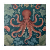 Octopus William Morris stijl Zee Ocean Marine Tegeltje (Voorkant)