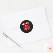 Octopus With Heart Balloons Adorable Valentines Da Ronde Sticker (Envelop)