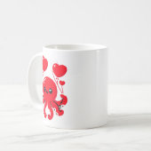 Octopus With Heart Lloons Adorable Valentines Day  Koffiemok (Voorkant links)