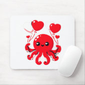 Octopus With Heart Lloons Adorable Valentines Day  Muismat (Met muis)