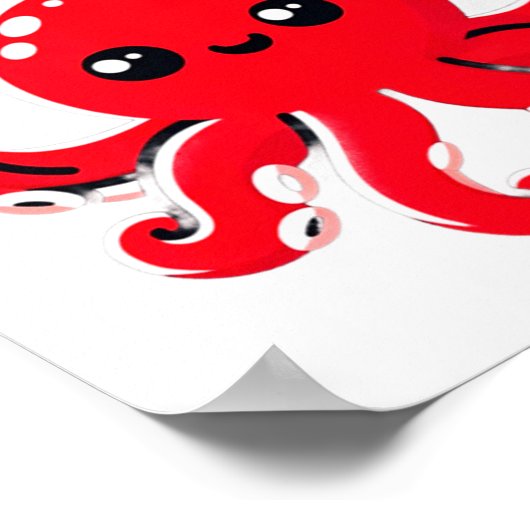 Octopus With Heart Lloons Adorable Valentines Day  Poster (Hoek)