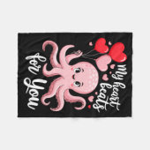 Octopus With Heart Lloons My Heart Beats For You V Fleece Deken (Voorkant (Horizontaal))